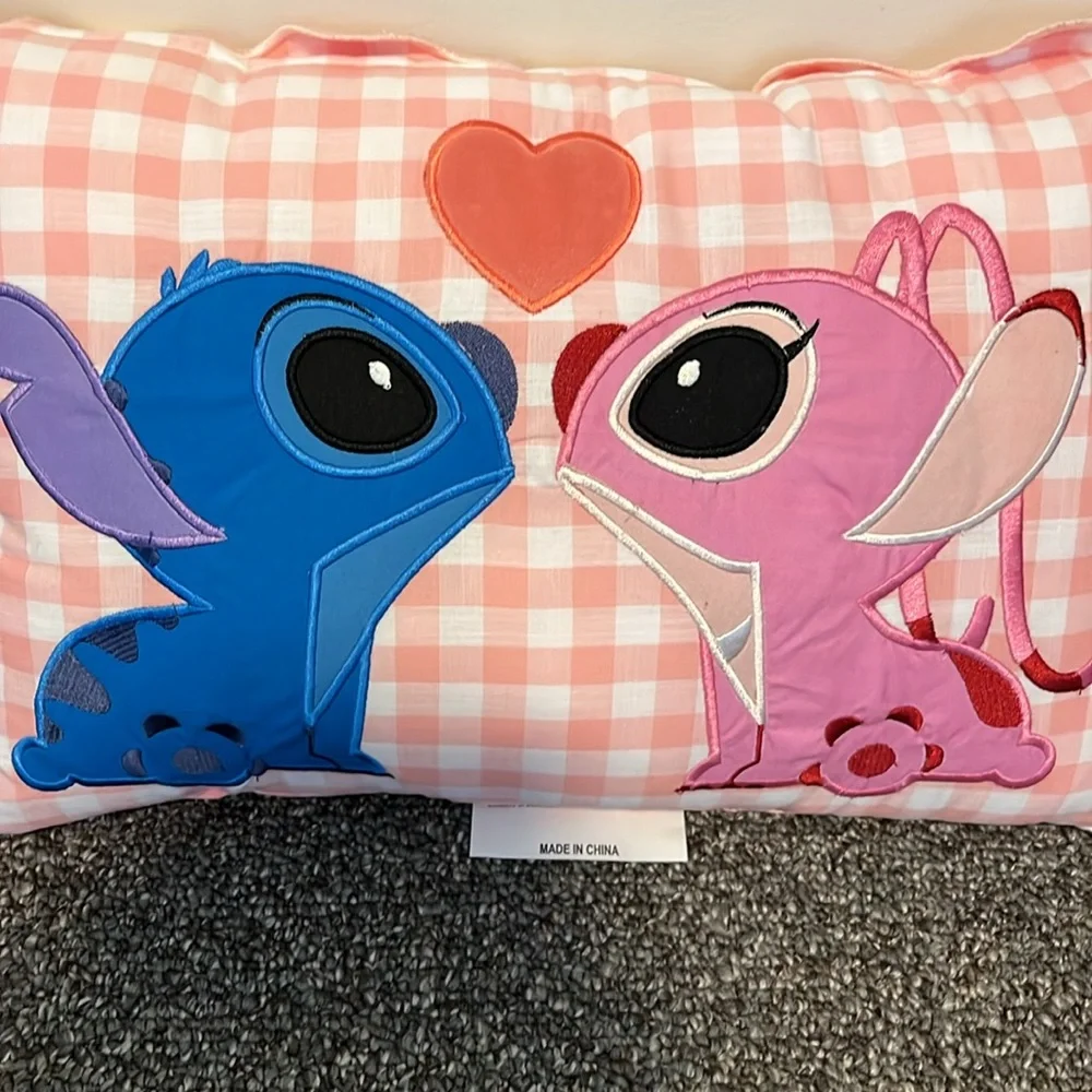 Stitch and Angel gingham pillow